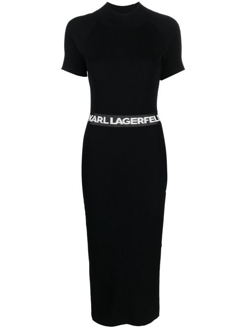 Abito donna lungo ed elasticizzato con scritta logo in vita Karl Lagerfeld | 225W1350999